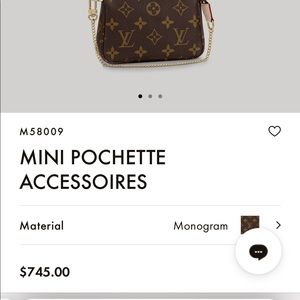 Louis Vuitton mini pouchette hard to find made in France retail$750 before tax
